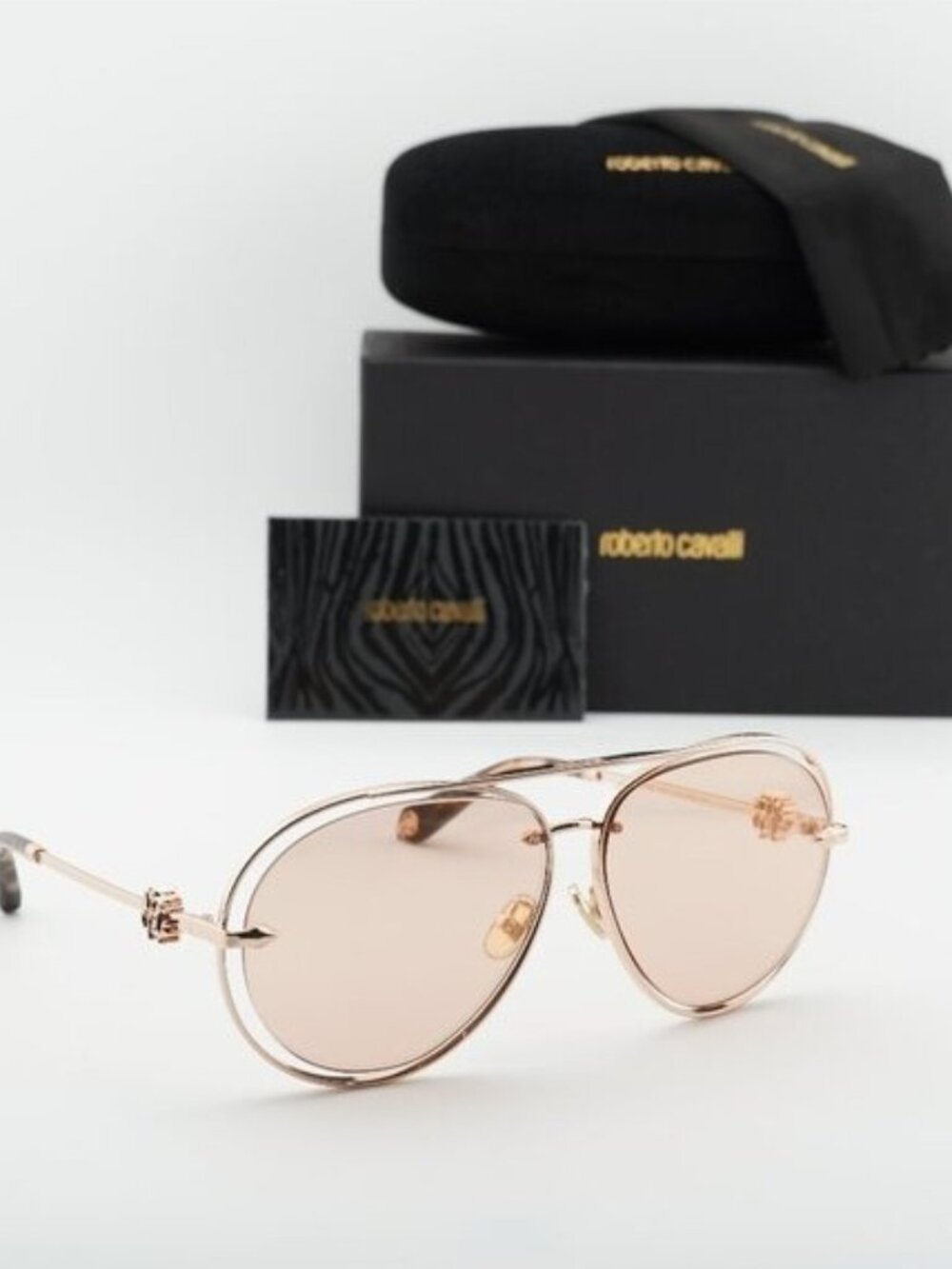 Roberto Cavalli SRC032M 8FCG Aviator Sunglasses - Gold/Orange